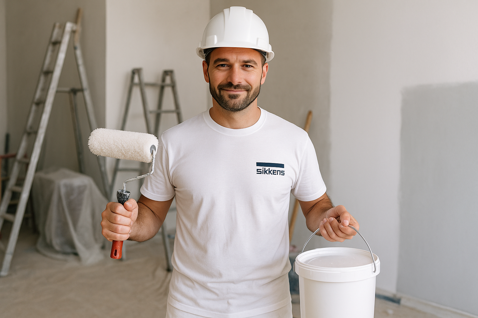 Peintre en bâtiment portant le t-shirt
